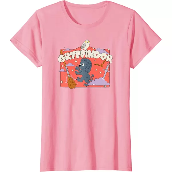 Amazon Essentials Harry Potter Hogwarts Gryffindor House Cartoon Scene TShirtPink