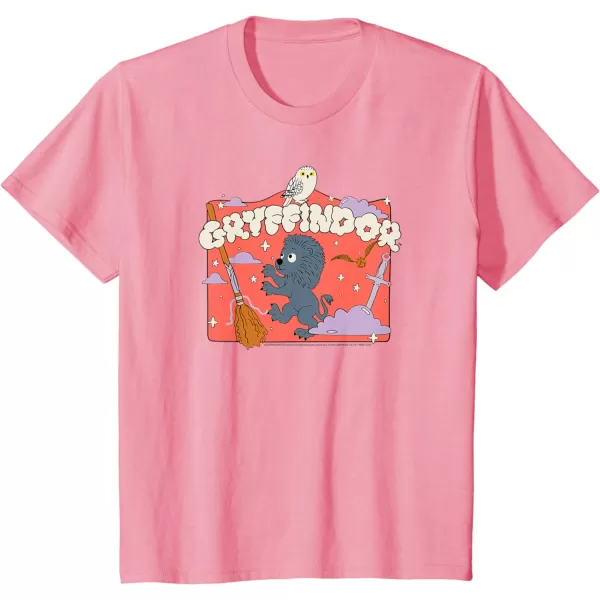 Amazon Essentials Harry Potter Hogwarts Gryffindor House Cartoon Scene TShirtPink