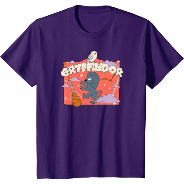 Amazon Essentials Harry Potter Hogwarts Gryffindor House Cartoon Scene TShirtPurple