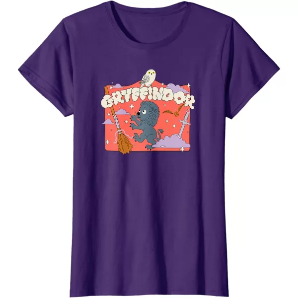 Amazon Essentials Harry Potter Hogwarts Gryffindor House Cartoon Scene TShirtPurple