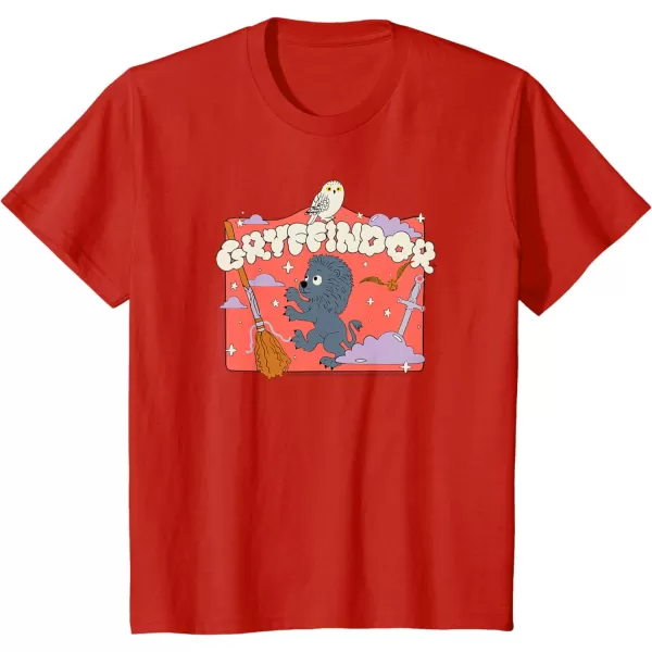 Amazon Essentials Harry Potter Hogwarts Gryffindor House Cartoon Scene TShirtRed