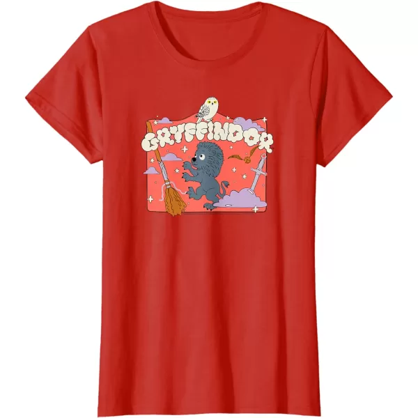 Amazon Essentials Harry Potter Hogwarts Gryffindor House Cartoon Scene TShirtRed