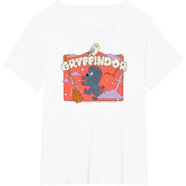 Amazon Essentials Harry Potter Hogwarts Gryffindor House Cartoon Scene TShirtWhite