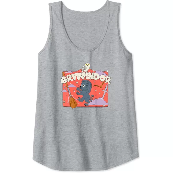 Amazon Essentials Harry Potter Hogwarts Gryffindor House Cartoon Scene Tank TopHeather Grey
