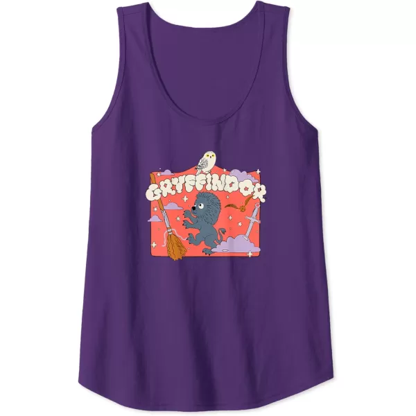 Amazon Essentials Harry Potter Hogwarts Gryffindor House Cartoon Scene Tank TopPurple