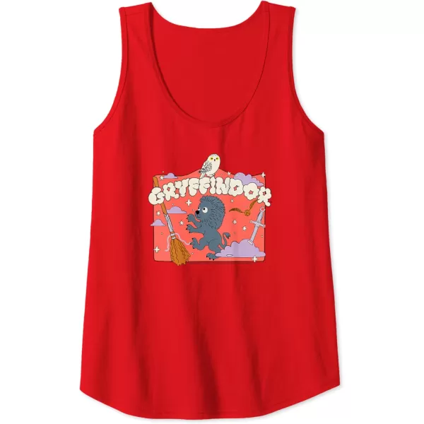 Amazon Essentials Harry Potter Hogwarts Gryffindor House Cartoon Scene Tank TopRed