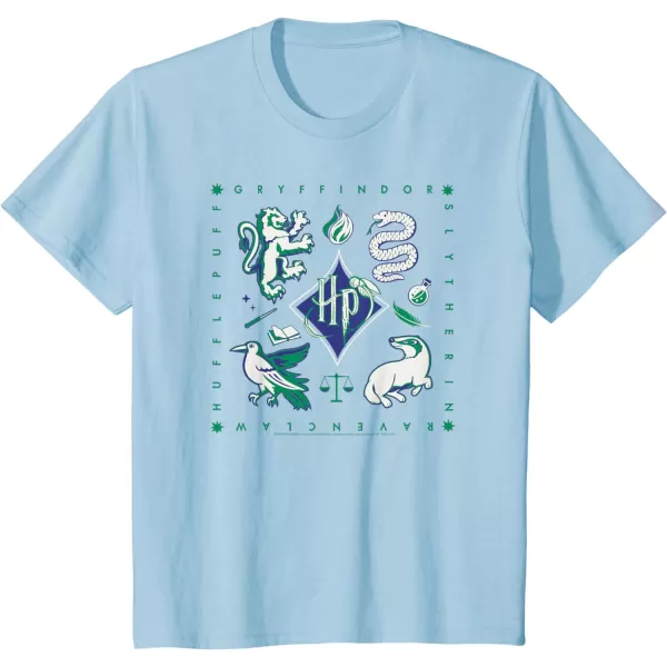 Amazon Essentials Harry Potter Hogwarts Houses Square TShirtBaby Blue