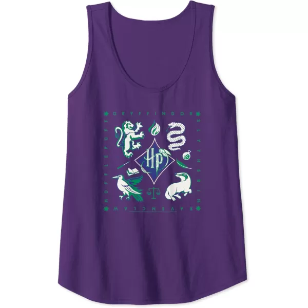 Amazon Essentials Harry Potter Hogwarts Houses Square Tank TopPurple