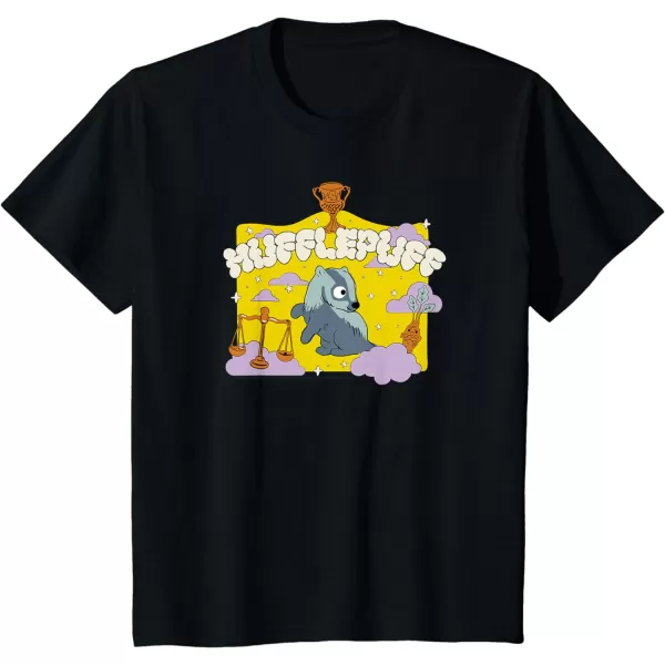 Amazon Essentials Harry Potter Hogwarts Hufflepuff House Cartoon Scene TShirtBlack