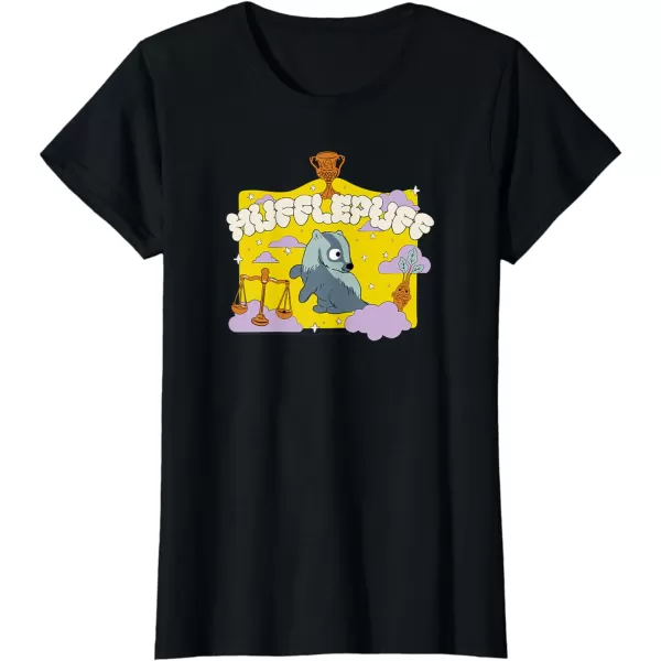 Amazon Essentials Harry Potter Hogwarts Hufflepuff House Cartoon Scene TShirtBlack