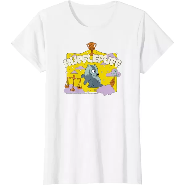 Amazon Essentials Harry Potter Hogwarts Hufflepuff House Cartoon Scene TShirtWhite