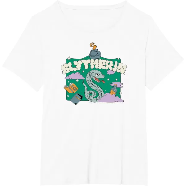 Amazon Essentials Harry Potter Hogwarts Slytherin House Cartoon Scene TShirtWhite