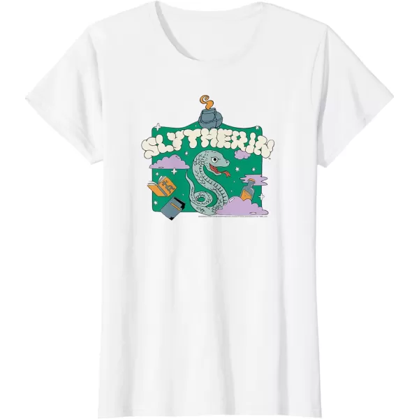 Amazon Essentials Harry Potter Hogwarts Slytherin House Cartoon Scene TShirtWhite