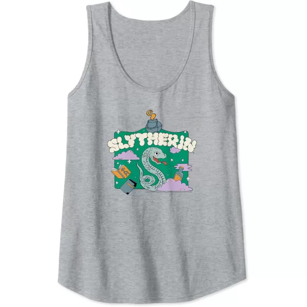 Amazon Essentials Harry Potter Hogwarts Slytherin House Cartoon Scene Tank TopHeather Grey