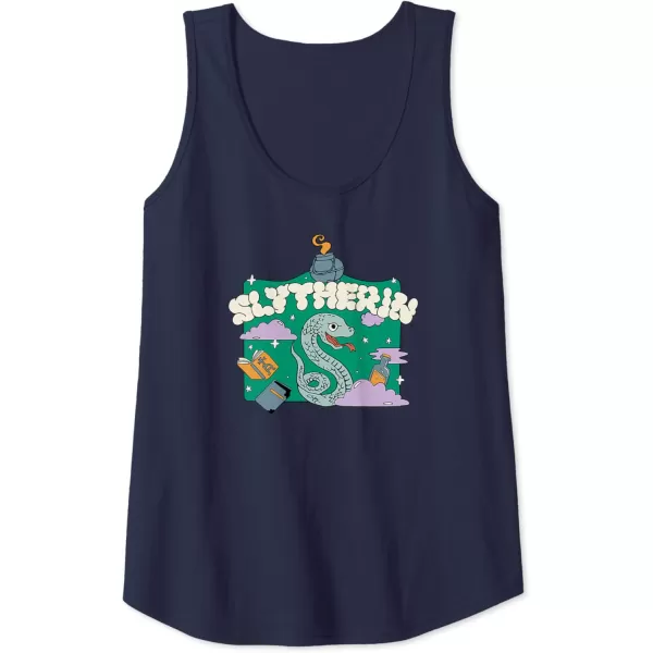 Amazon Essentials Harry Potter Hogwarts Slytherin House Cartoon Scene Tank TopNavy Blue
