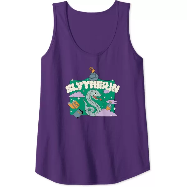 Amazon Essentials Harry Potter Hogwarts Slytherin House Cartoon Scene Tank TopPurple