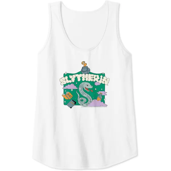 Amazon Essentials Harry Potter Hogwarts Slytherin House Cartoon Scene Tank TopWhite
