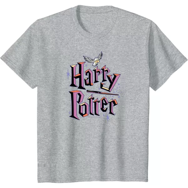 Amazon Essentials Harry Potter Multicolor Purple Logo TShirtHeather Grey