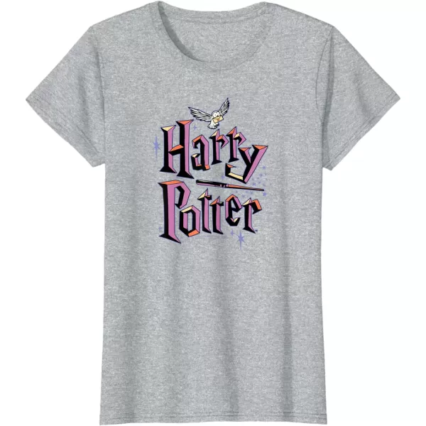 Amazon Essentials Harry Potter Multicolor Purple Logo TShirtHeather Grey