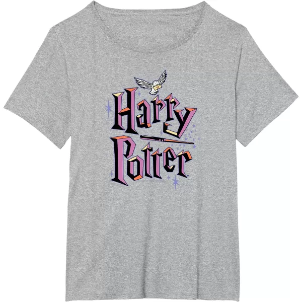 Amazon Essentials Harry Potter Multicolor Purple Logo TShirtHeather Grey