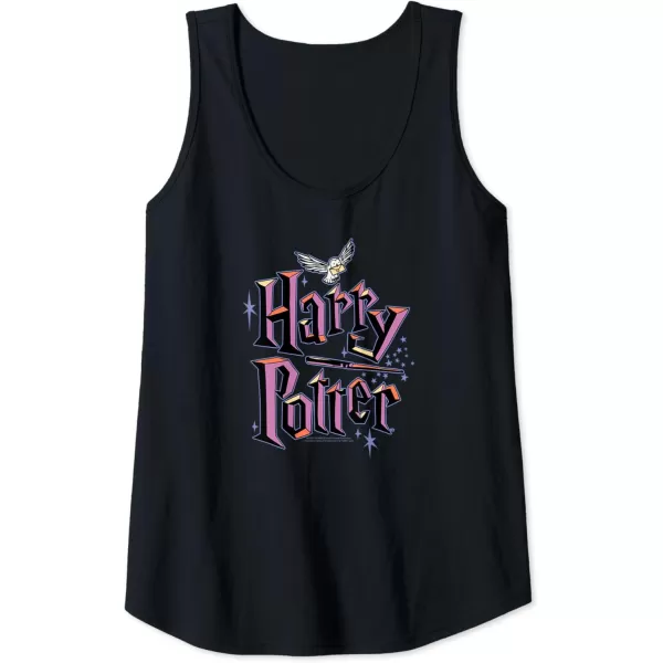 Amazon Essentials Harry Potter Multicolor Purple Logo Tank TopBlack