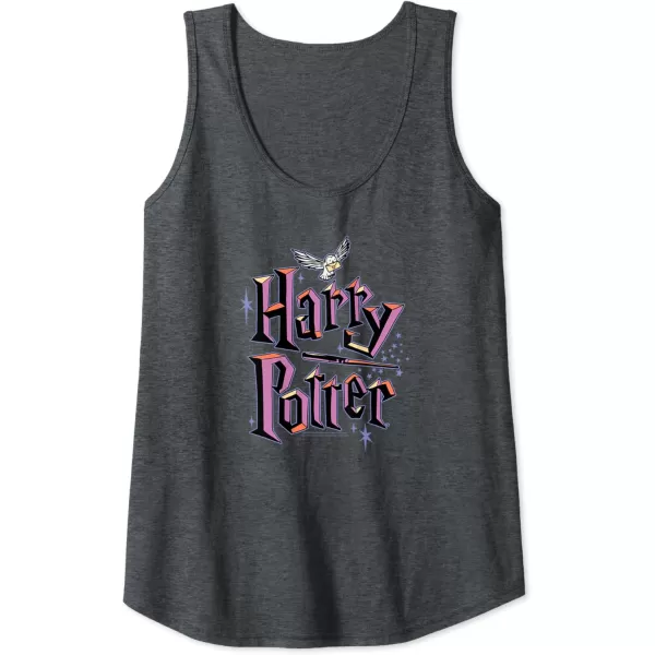 Amazon Essentials Harry Potter Multicolor Purple Logo Tank TopDark Heather Grey