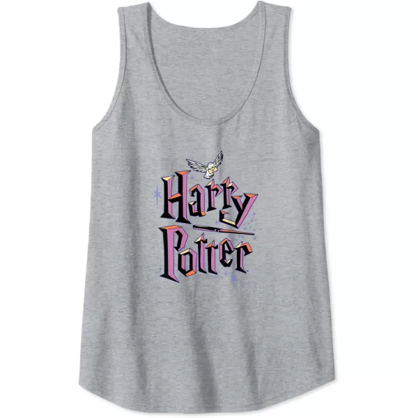 Amazon Essentials Harry Potter Multicolor Purple Logo Tank TopHeather Grey