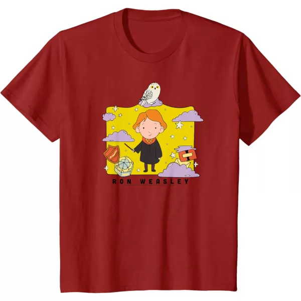 Amazon Essentials Harry Potter Ron Weasley Icons Cartoon Portrait TShirtCranberry Red