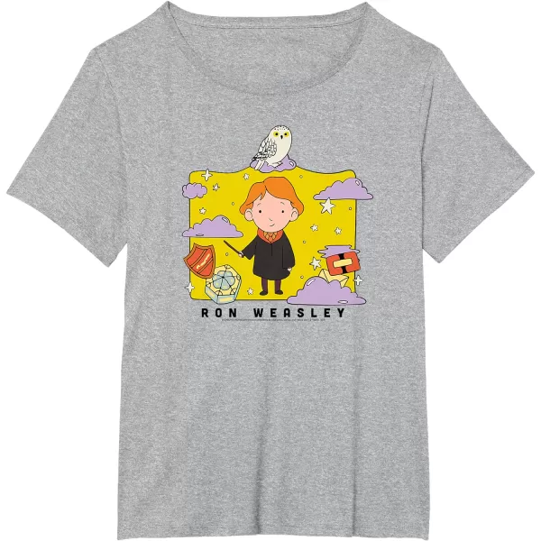 Amazon Essentials Harry Potter Ron Weasley Icons Cartoon Portrait TShirtHeather Grey