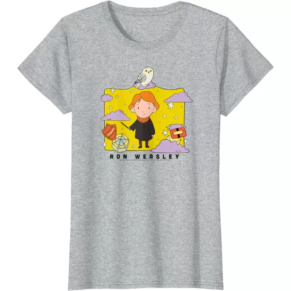 Amazon Essentials Harry Potter Ron Weasley Icons Cartoon Portrait TShirtHeather Grey