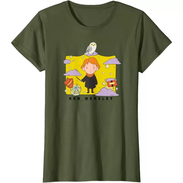 Amazon Essentials Harry Potter Ron Weasley Icons Cartoon Portrait TShirtOlive Green