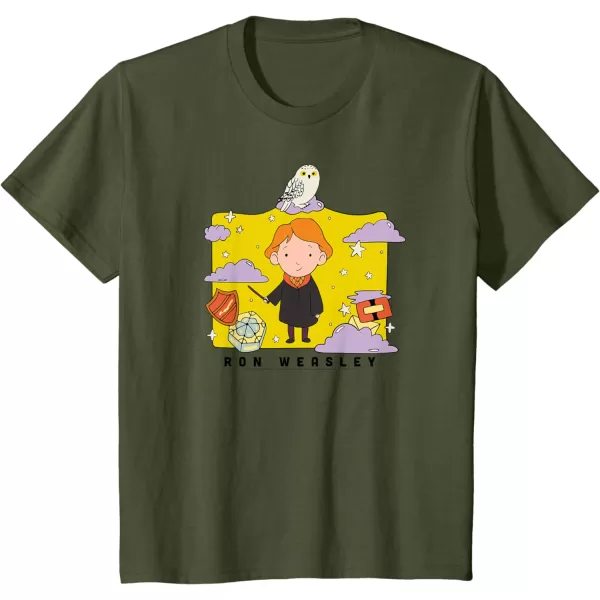 Amazon Essentials Harry Potter Ron Weasley Icons Cartoon Portrait TShirtOlive Green