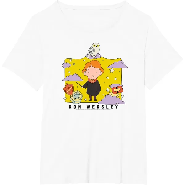 Amazon Essentials Harry Potter Ron Weasley Icons Cartoon Portrait TShirtWhite