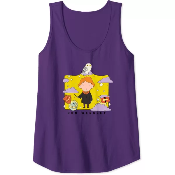 Amazon Essentials Harry Potter Ron Weasley Icons Cartoon Portrait Tank TopPurple