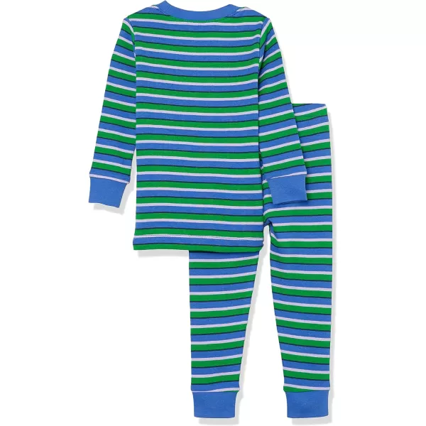 Amazon Essentials Holiday Family Matching Pajama SetsKids amp Baby Blue Green Stripe  Snug Fit