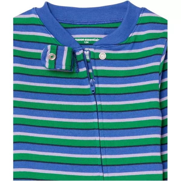 Amazon Essentials Holiday Family Matching Pajama SetsKids amp Baby Blue GreenGreyOrange  Footed