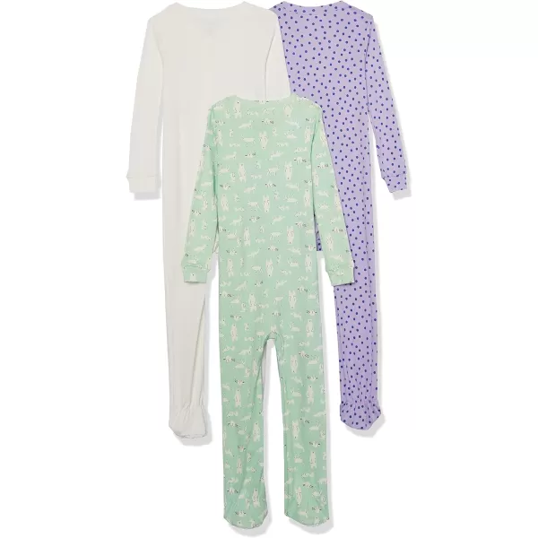 Amazon Essentials Holiday Family Matching Pajama SetsKids amp Baby Forest AnimalsPurpleWhite  Footed