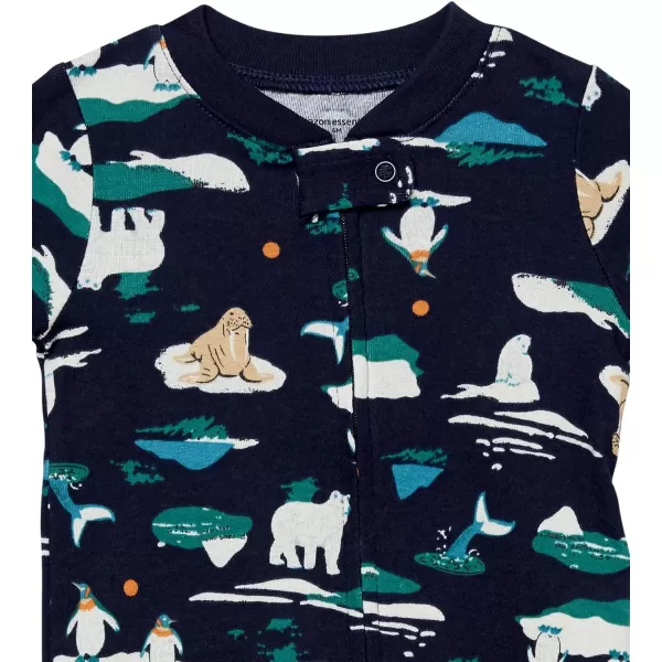 Amazon Essentials Holiday Family Matching Pajama SetsKids amp Baby Navy Arctic Creatures  Footless