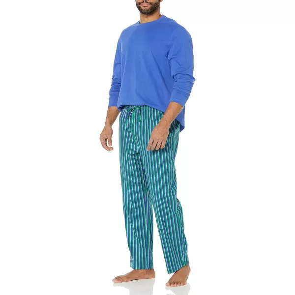 Amazon Essentials Holiday Family Matching Pajama SetsMens Blue Green Stripe  Set