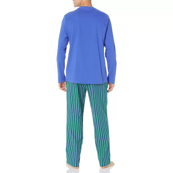 Amazon Essentials Holiday Family Matching Pajama SetsMens Blue Green Stripe  Set