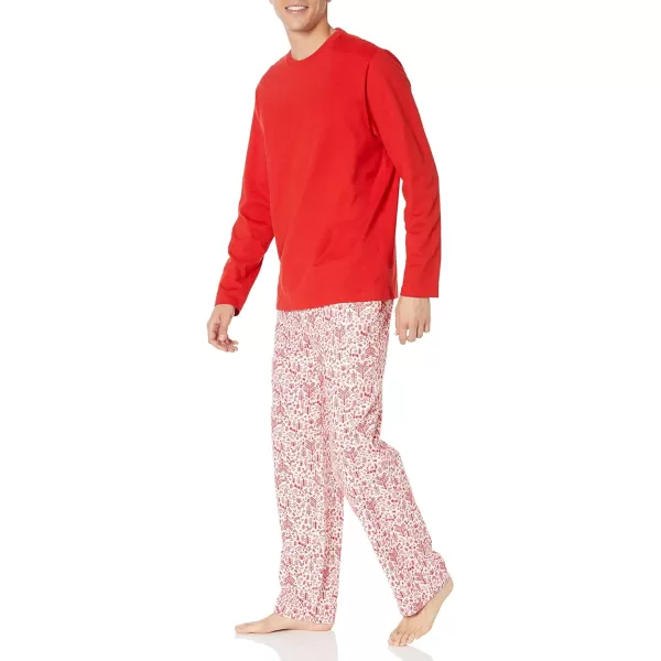 Amazon Essentials Holiday Family Matching Pajama SetsMens RedWhite Forest  Set