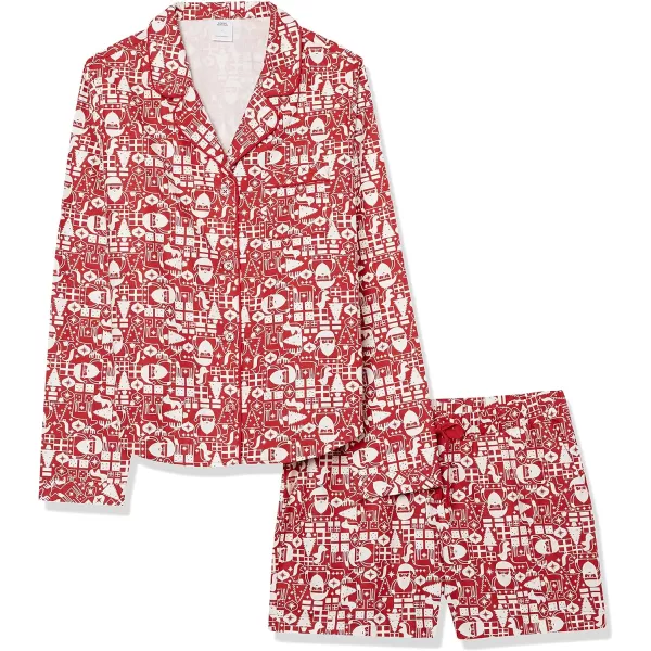 Amazon Essentials Holiday Family Matching Pajama SetsWomens Red Mono Santa