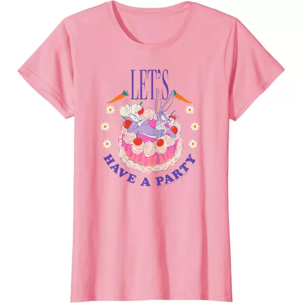 Amazon Essentials Looney Tunes Bugs Bunny Lets Have A Party Cake TShirtPink