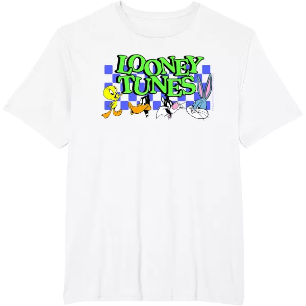 Amazon Essentials Looney Tunes Checkerboard with Characters TShirtWhite