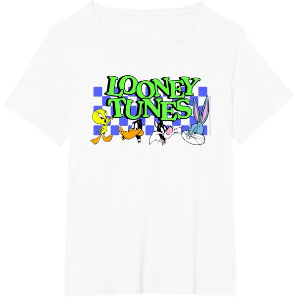 Amazon Essentials Looney Tunes Checkerboard with Characters TShirtWhite