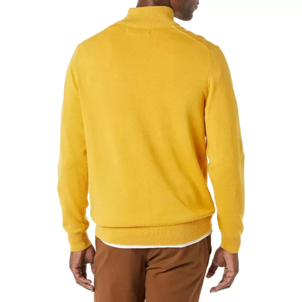Amazon Essentials Mens 100 Cotton QuarterZip SweaterGold