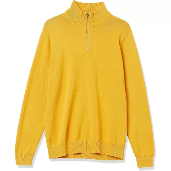 Amazon Essentials Mens 100 Cotton QuarterZip SweaterGold
