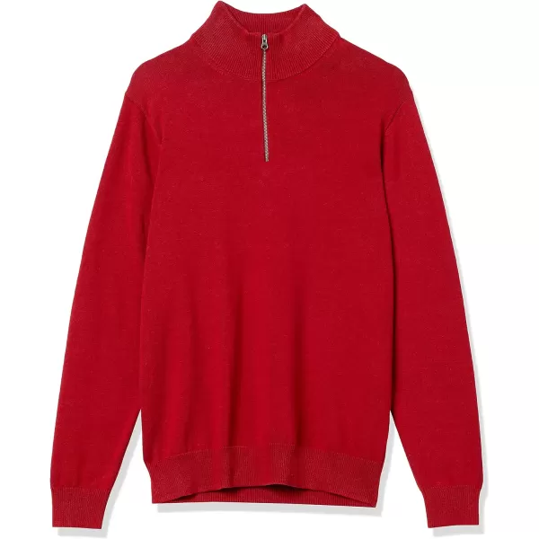 Amazon Essentials Mens 100 Cotton QuarterZip SweaterRed