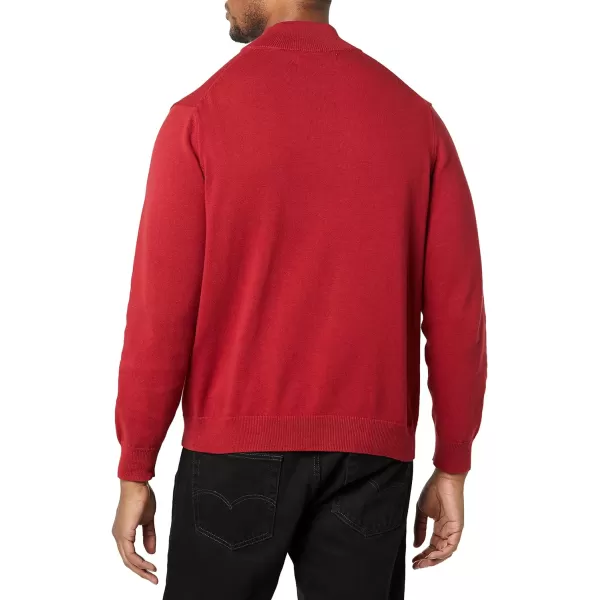 Amazon Essentials Mens 100 Cotton QuarterZip SweaterRed