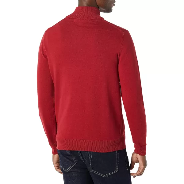 Amazon Essentials Mens 100 Cotton QuarterZip SweaterRed